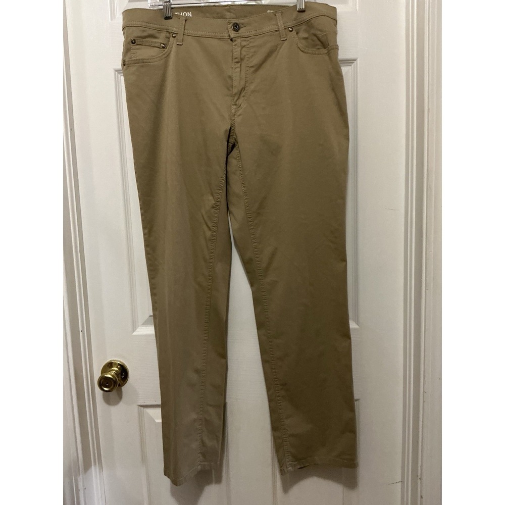 Brax Marathon Cooper Men's Tan Pants 38x34 Stretch Flat Front Straight Leg EUC